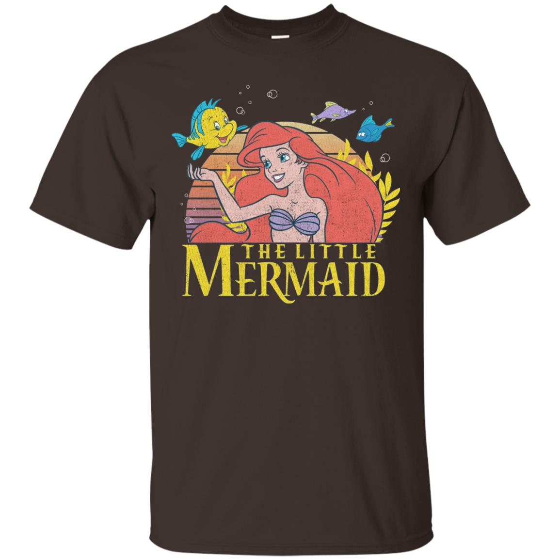 Cartoon T-shirt Mermaid Ariel Flounder Dark Chocolate