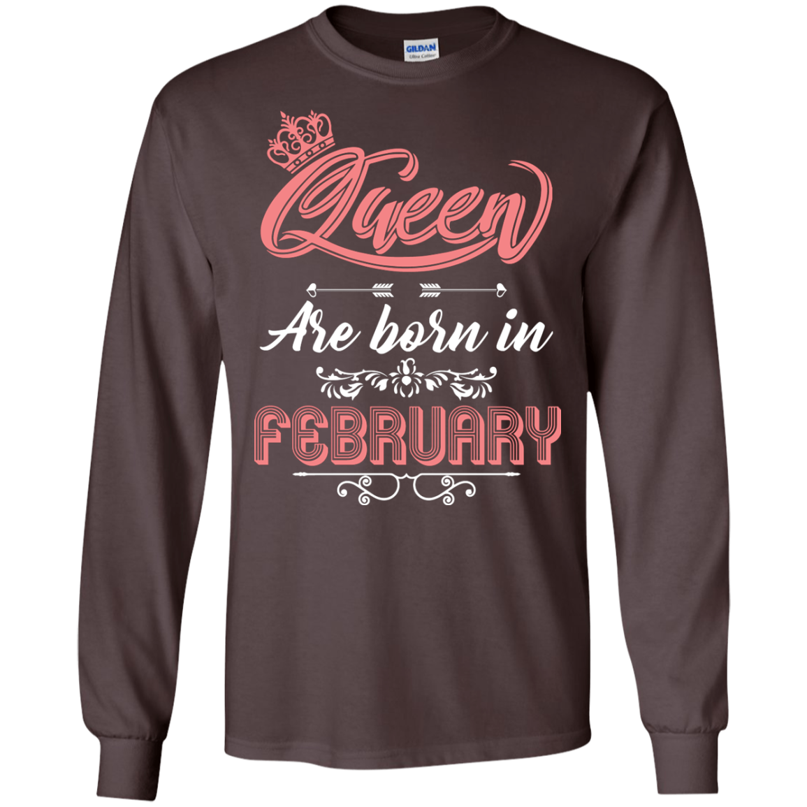 Brithday T-Shirt Queen Are Born In February Dark Chocolate