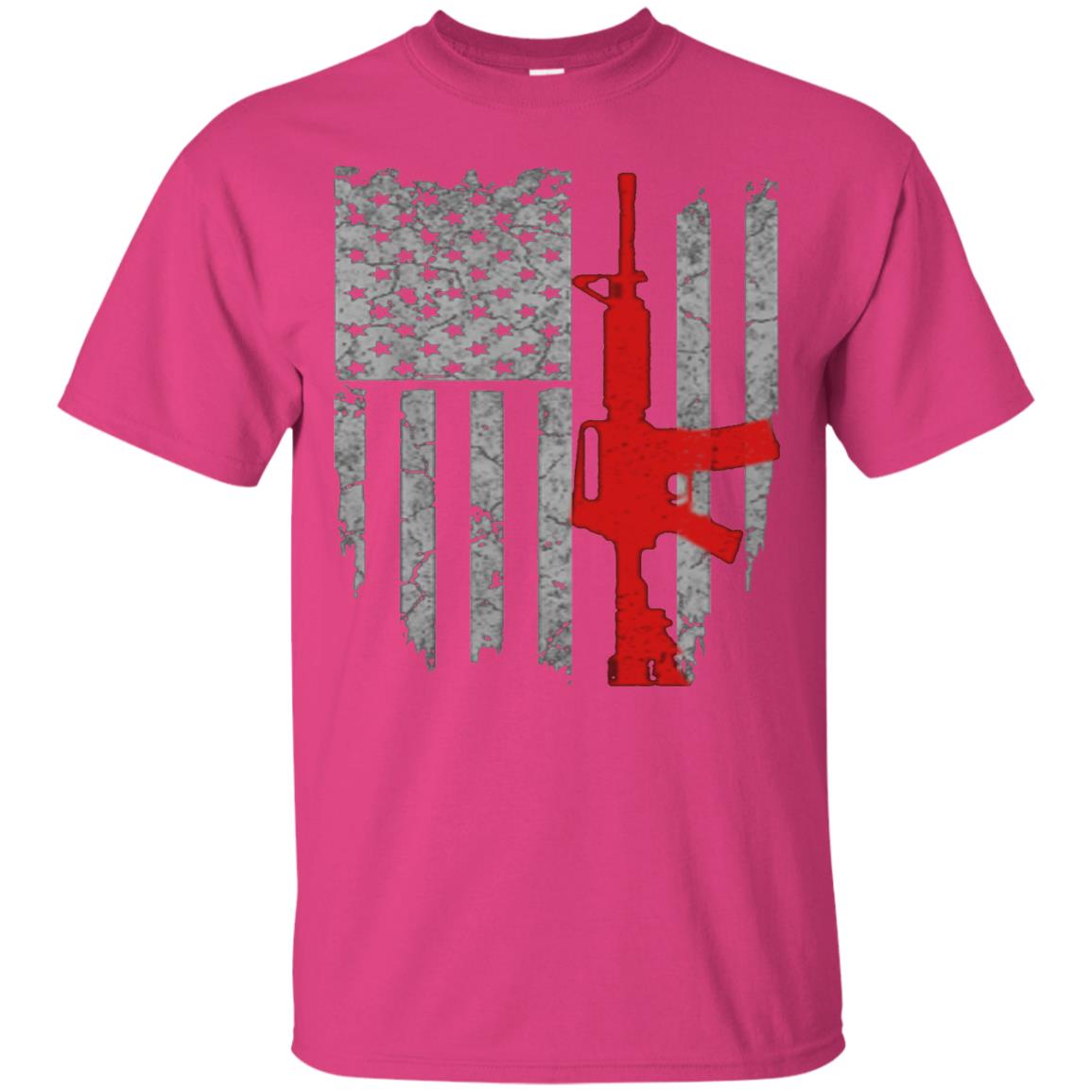Hunting Lover T-shirt Gun Usa Flag Heliconia