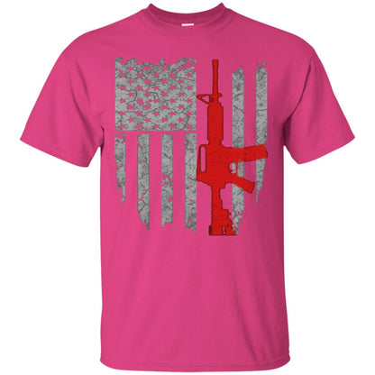 Hunting Lover T-shirt Gun Usa Flag Heliconia