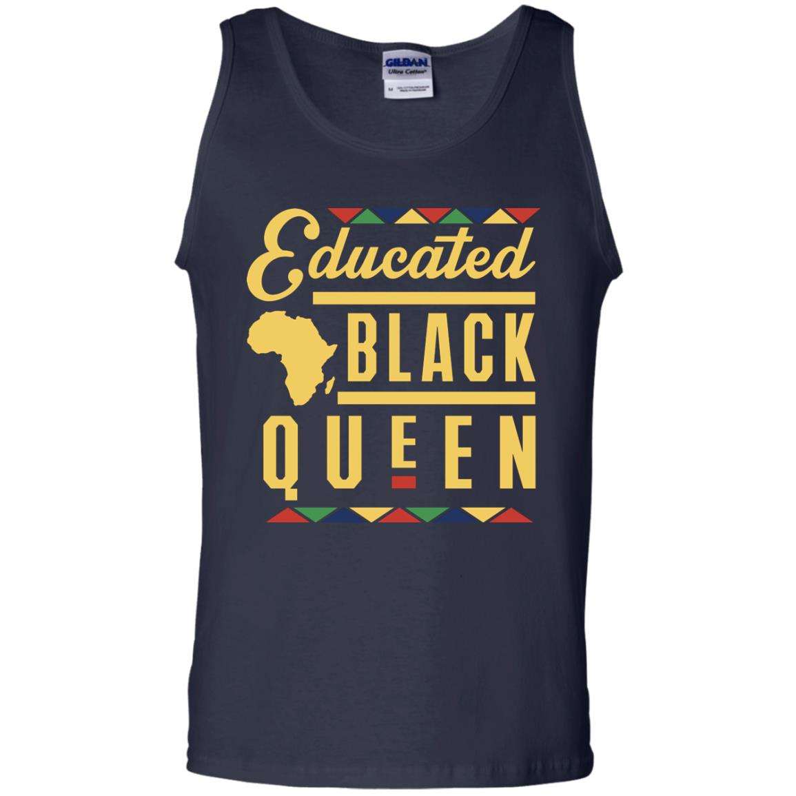 African American T-shirt Educated Black Queen Navy
