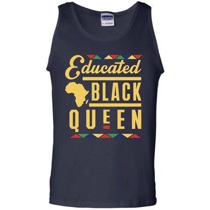 African American T-shirt Educated Black Queen Navy