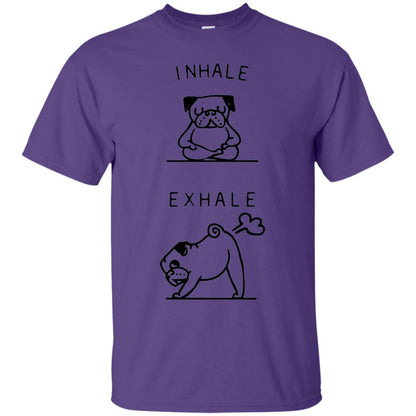Huebucket T-shirt Inhale Exhale Pug T-shirt Purple