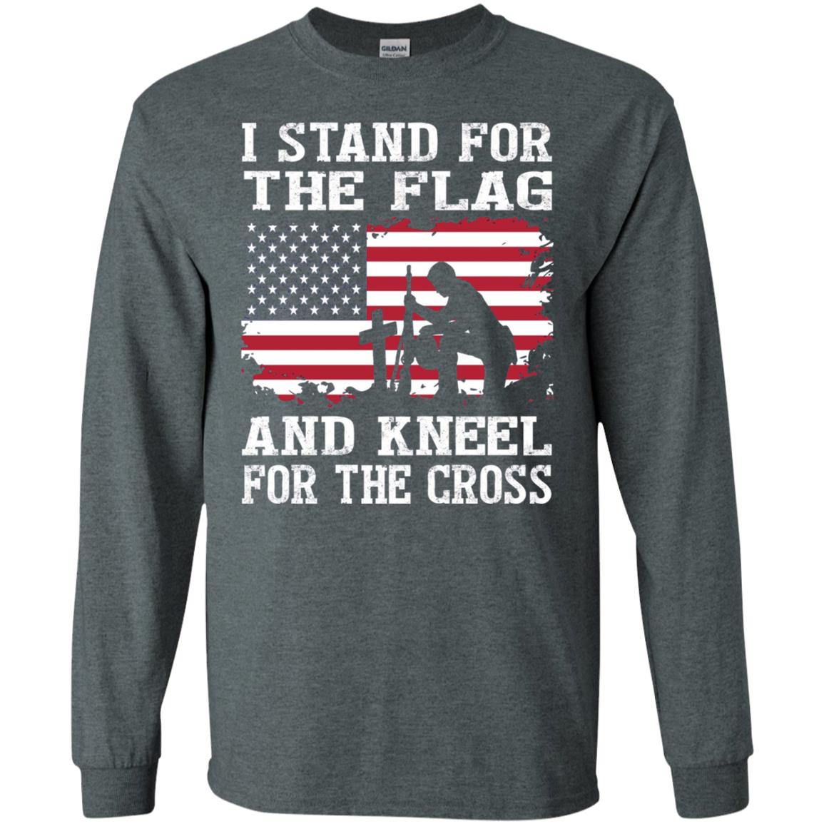I Stand For The Flag And Kneel For The Cross Military T-shirt Dark Heather