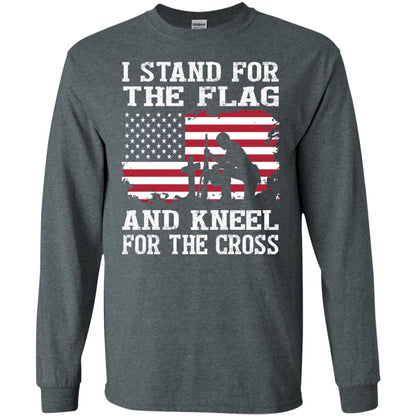 I Stand For The Flag And Kneel For The Cross Military T-shirt Dark Heather