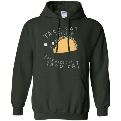 Cat Lovers T-shirt Taco Cat Spelled Backward Is Taco Cat Forest Green