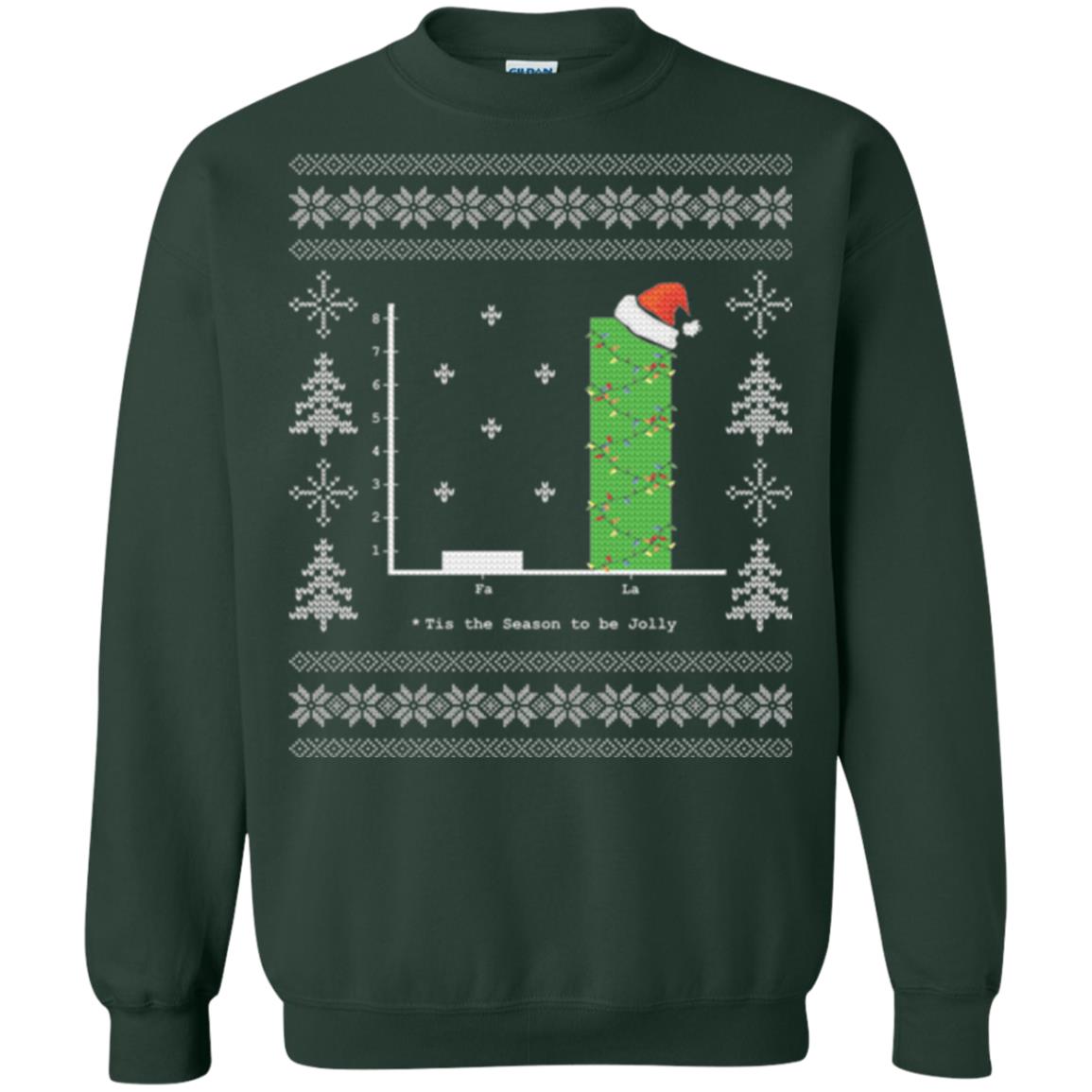 Christmas T-shirt Carol Bar Graph Forest Green