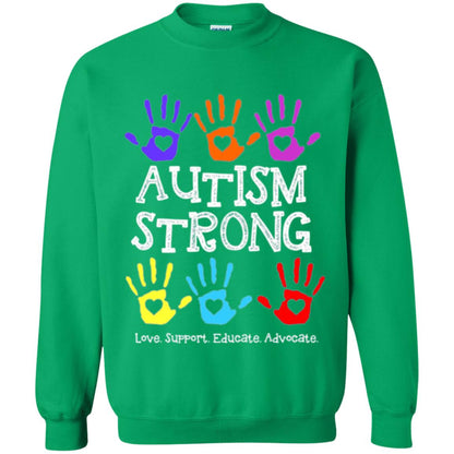 Autism Awareness T-shirt Autism Strong Love Support Educate Advocate Irish Green