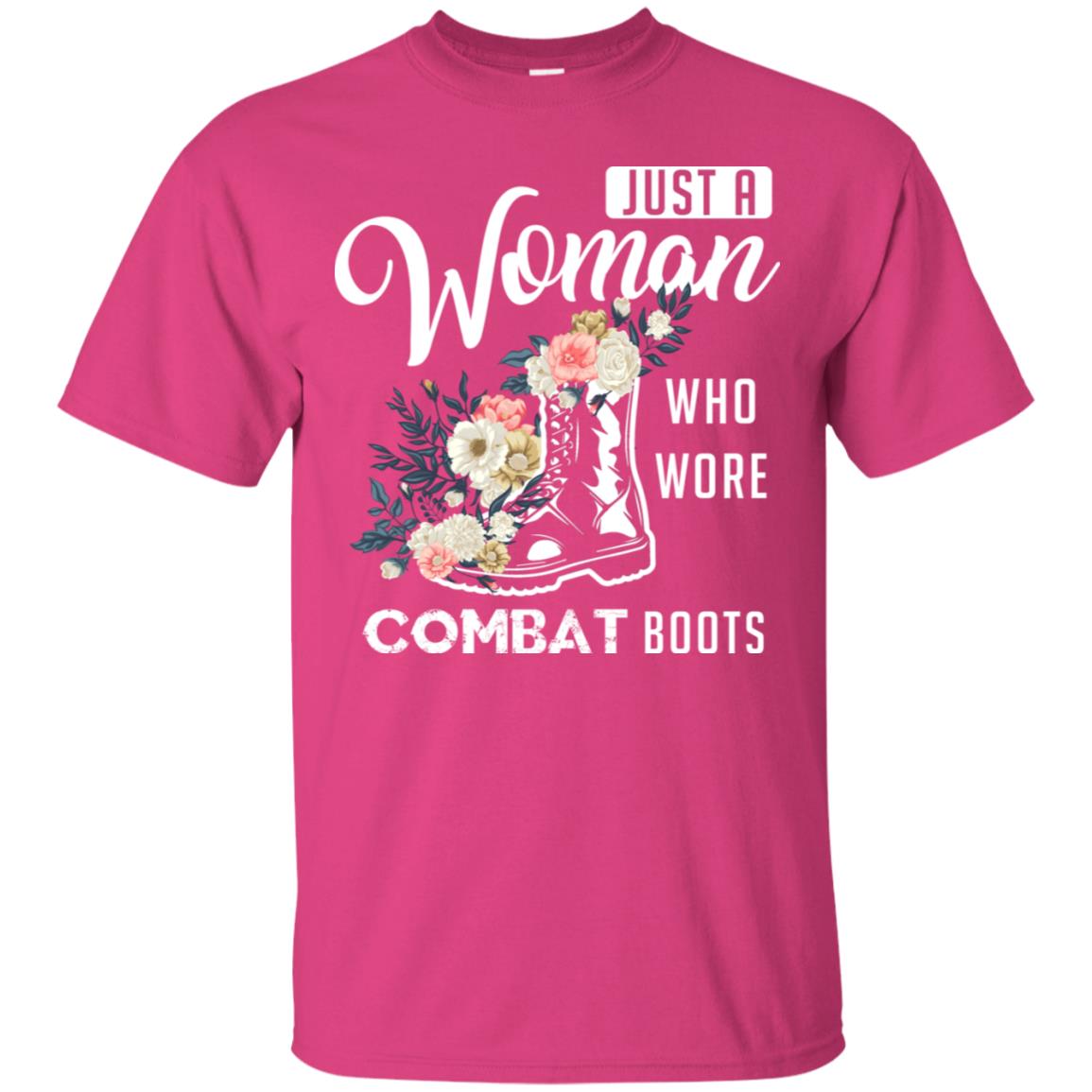 Just A Woman Who More Combat Boots Female Veteran T-shirt Heliconia