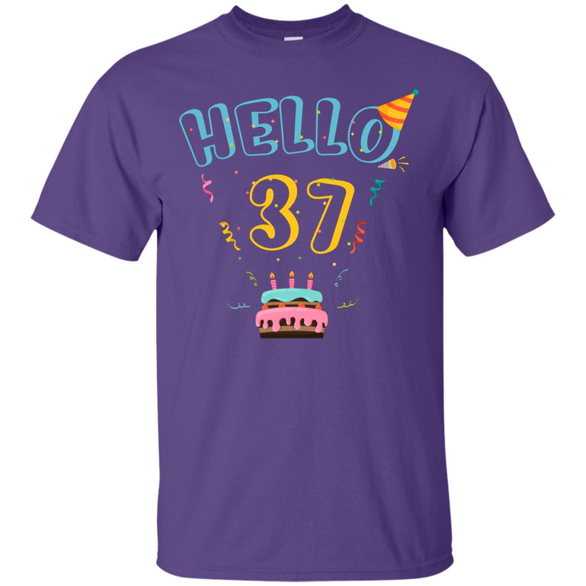 Hello 37 Thirty Seven 37th 1981s Birthday Gift Shirt Purple