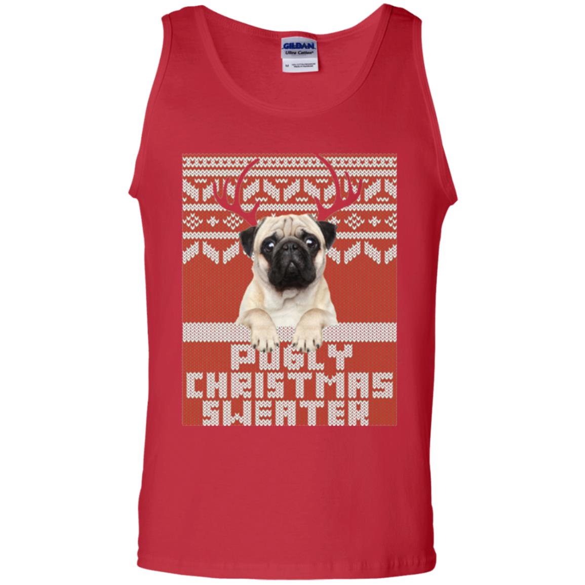 Dog Lovers T-shirt Pugly Christmas Sweater Red
