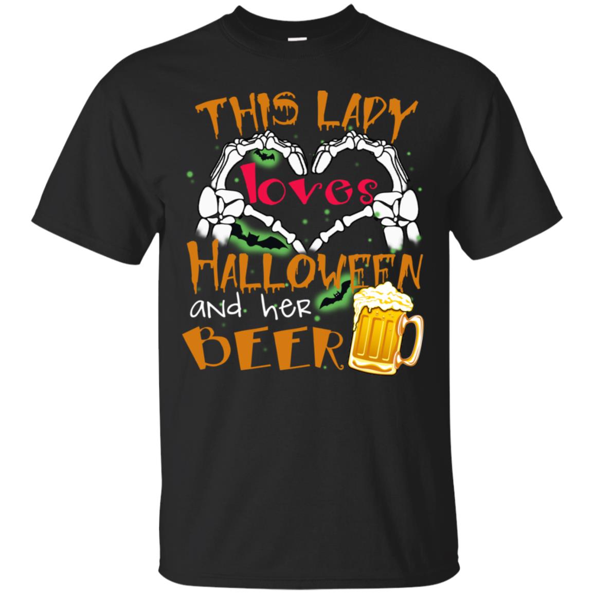 This Girl Loves Halloween And Her Beer Funny Halloween Shirt For Beer Lovers Black