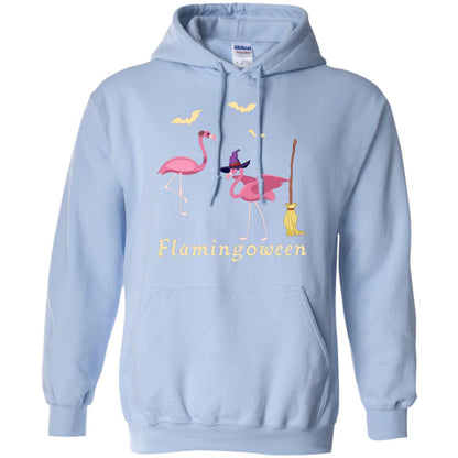Flamingoween Flamingo Wicth Ride Stick Funny Quote On Haloween Gift Shirt Light Blue