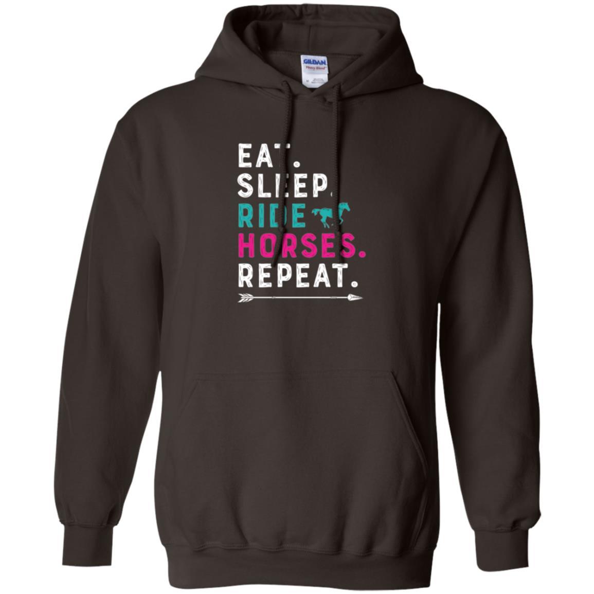 Horseback Riding T-shirt Eat Sleep Ride Horses Repeat Dark Chocolate