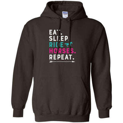 Horseback Riding T-shirt Eat Sleep Ride Horses Repeat Dark Chocolate