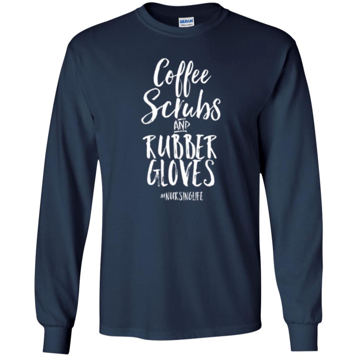 Nurse T-shirt Coffee Scrubs And Rubber Gloves Navy