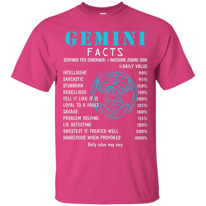 Gemini Facts 1 Awesome Zodiac Sign Gift Shirt For Gemini Horoscope Heliconia