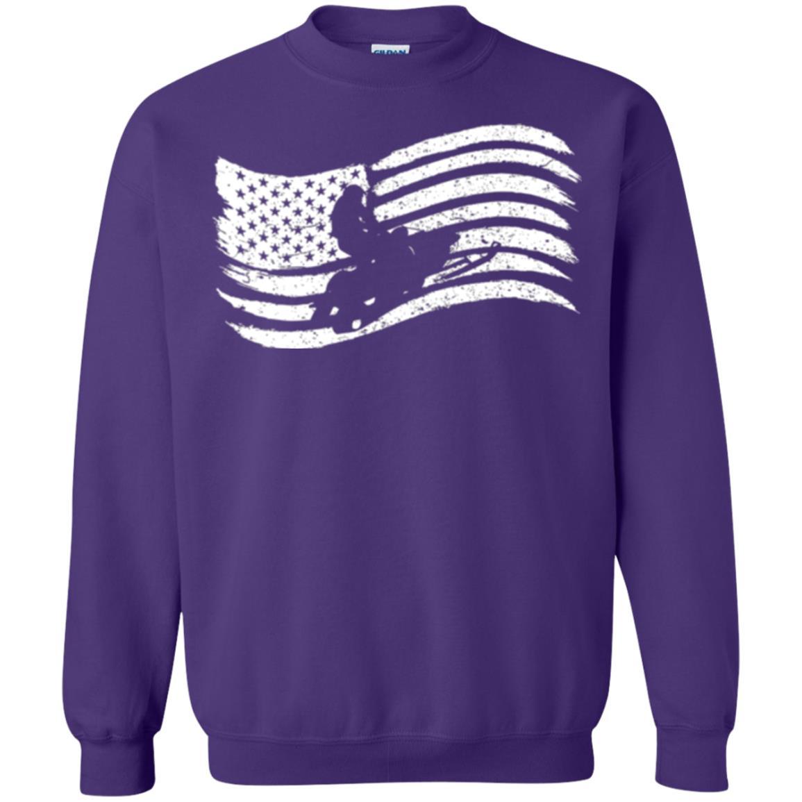 Snowmobile Rider T-shirt American Flag Purple