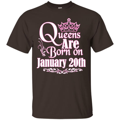 Queens Are Born On January 20th Birthday T-shirt Dark Chocolate