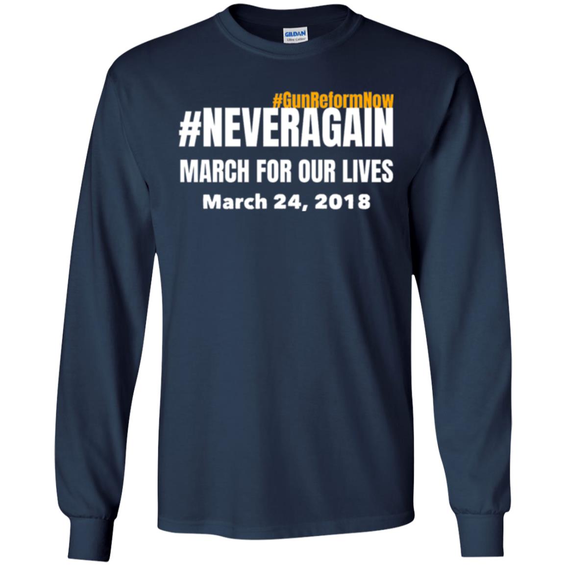 March For Our Lives Never Again Anti Gun T-shirt Navy