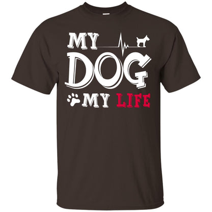 Dog Lovers T-shirt My Dog My Life Dark Chocolate