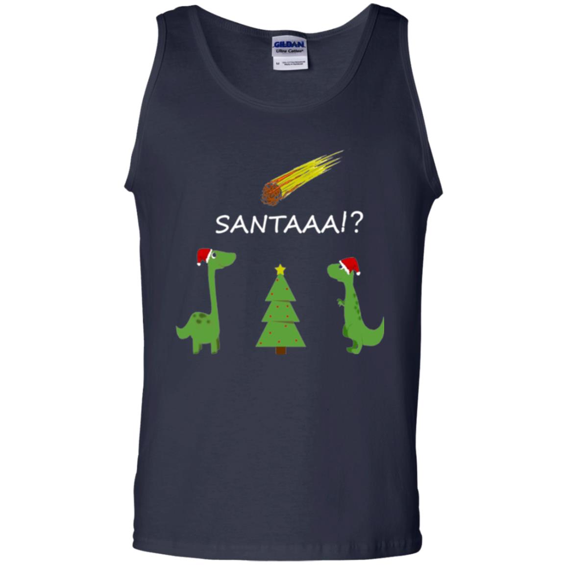 Christmas T-shirt Funny Dinosaus Santaaa Navy
