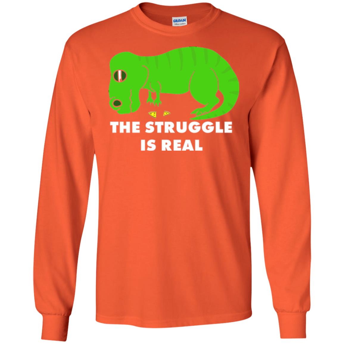 Funny Dinosaus T-shirt The Struggle Is Real Orange