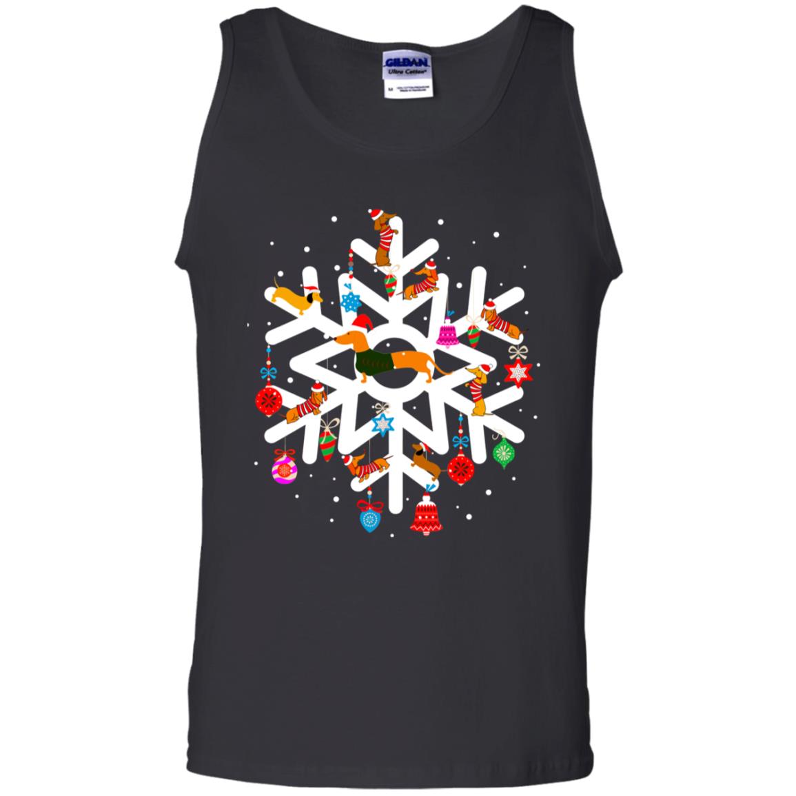 Winter Snow Flower Decorating Bauble And Dachshund X-mas Gift ShirtG220 Gildan 100% Cotton Tank Top