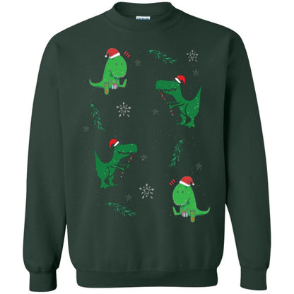 Funny Christmas T-shirt Merry Christmas Dinosaur Forest Green