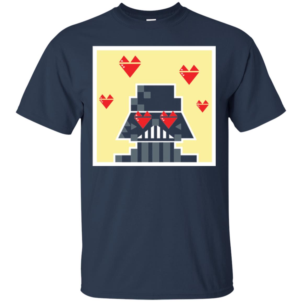 Star Wars Vader Pixel Heart Eyes Valentine_s Graphic T-shirt Navy