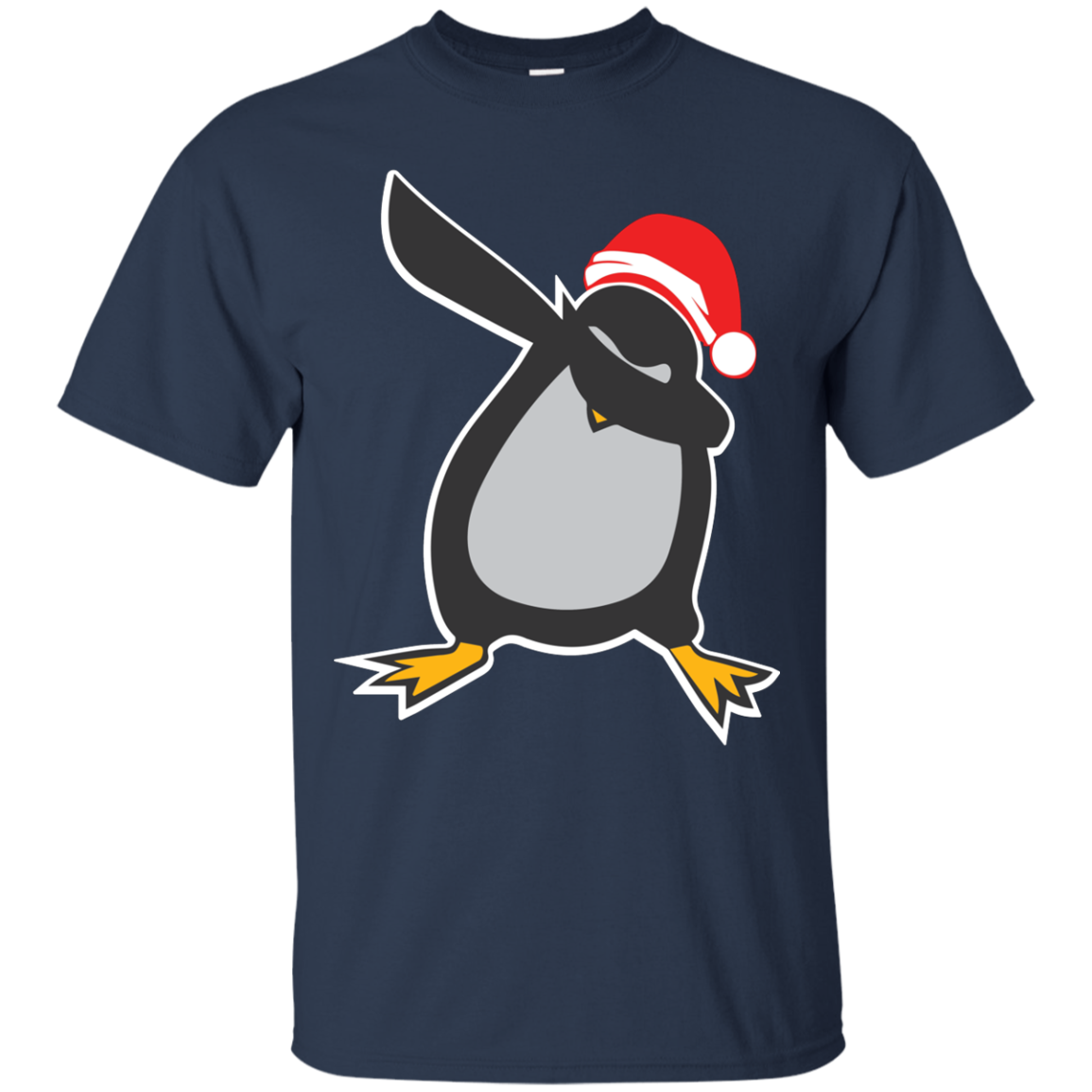 Christmas T-Shirt Dabbing Penguin Navy