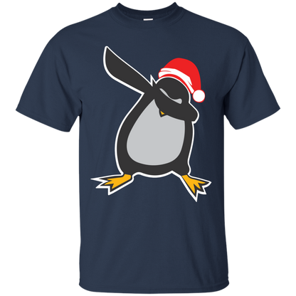 Christmas T-Shirt Dabbing Penguin Navy