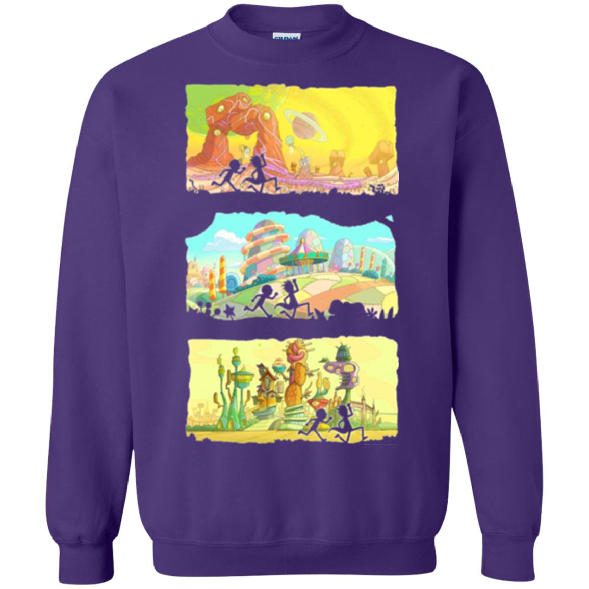 Movie T-shirt Running Silhouettes On Alien Land Purple
