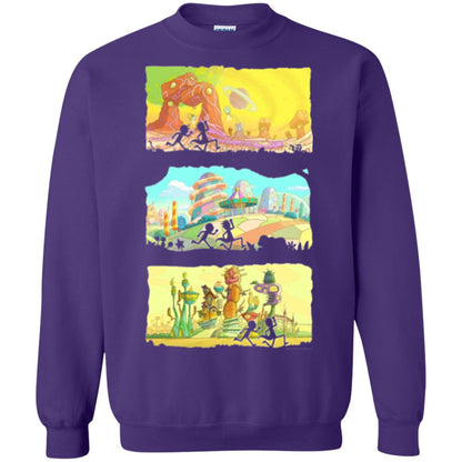 Movie T-shirt Running Silhouettes On Alien Land Purple