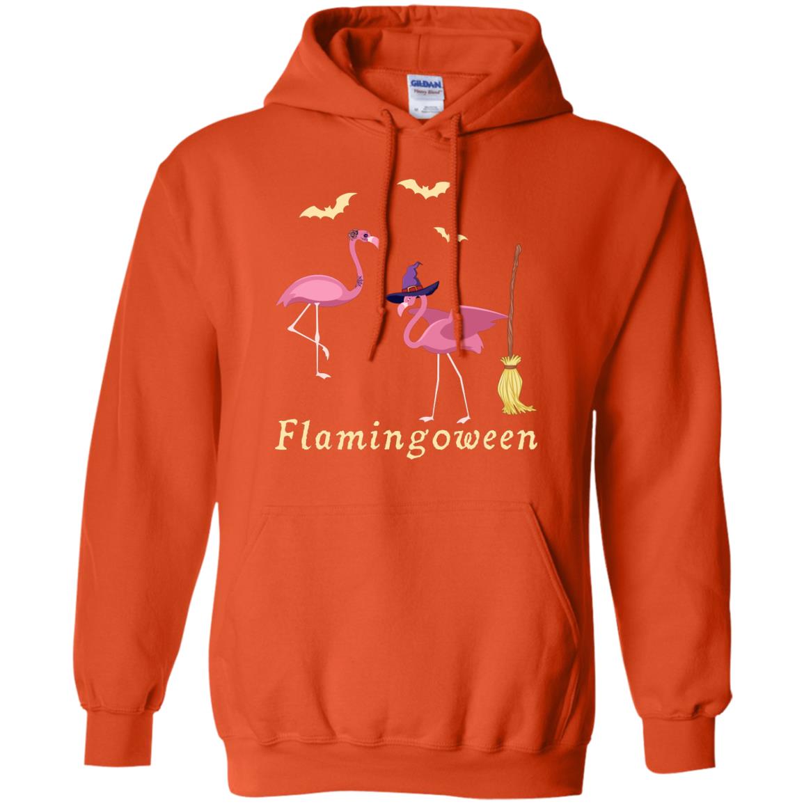 Flamingoween Flamingo Wicth Ride Stick Funny Quote On Haloween Gift Shirt Orange