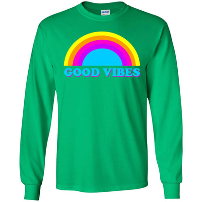 Rainbow Groovy Good Vibes T-shirt Irish Green