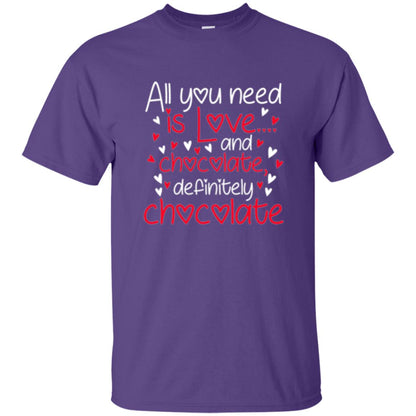 Valentines Day T-shirt All You Need Love And Chocolate Purple