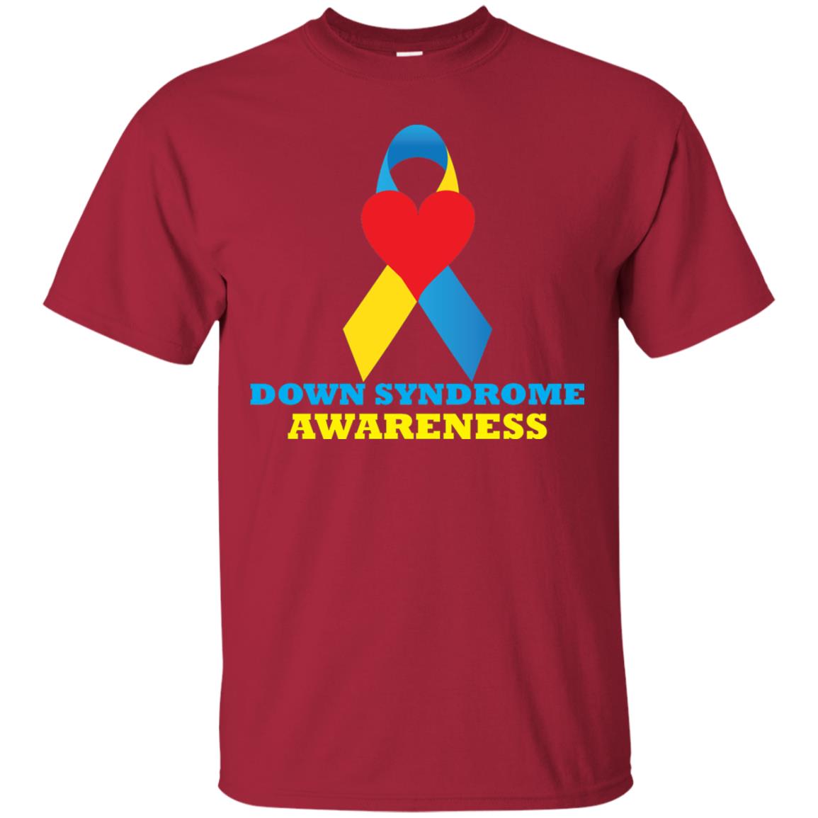 Yellow And Blue Ribbon Down Syndrome Awareness T-shirt Cardinal