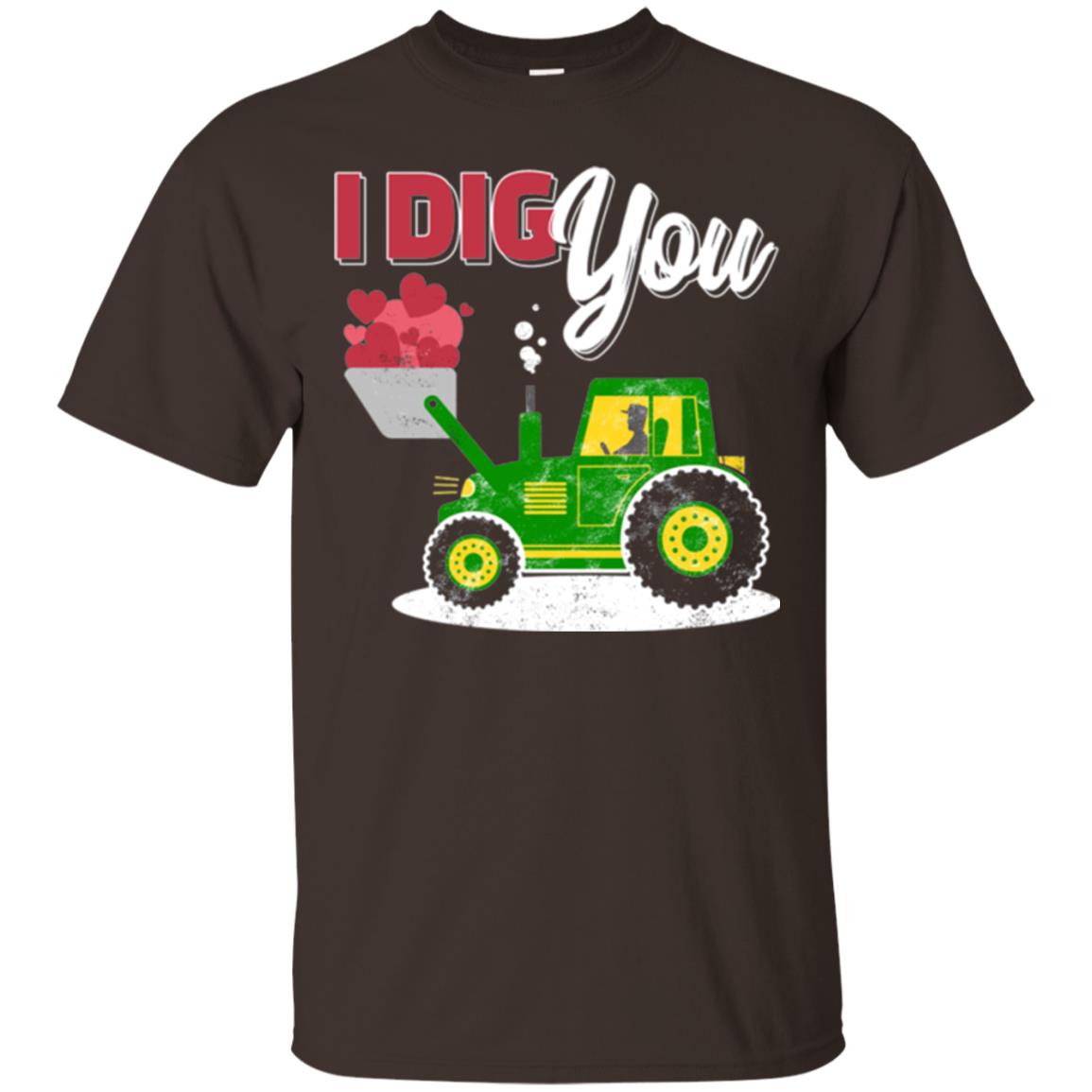 Farmer Valentines Day T-shirt Farm Tractor I Dig You Dark Chocolate