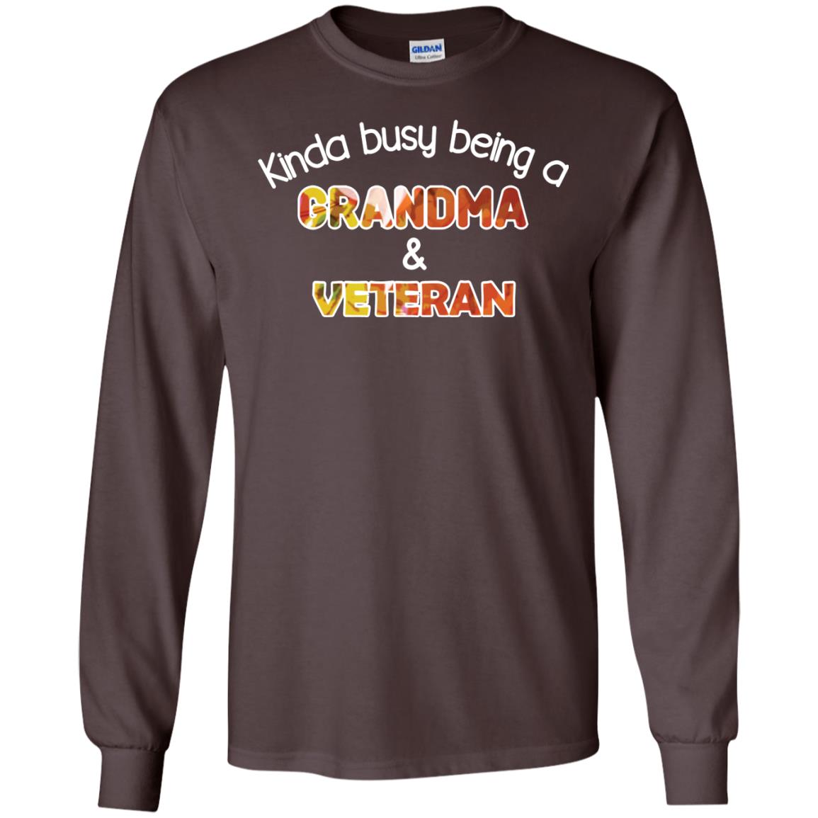 Kinda Busy Being A Grandma And Veteran Nana Shirt Dark Chocolate