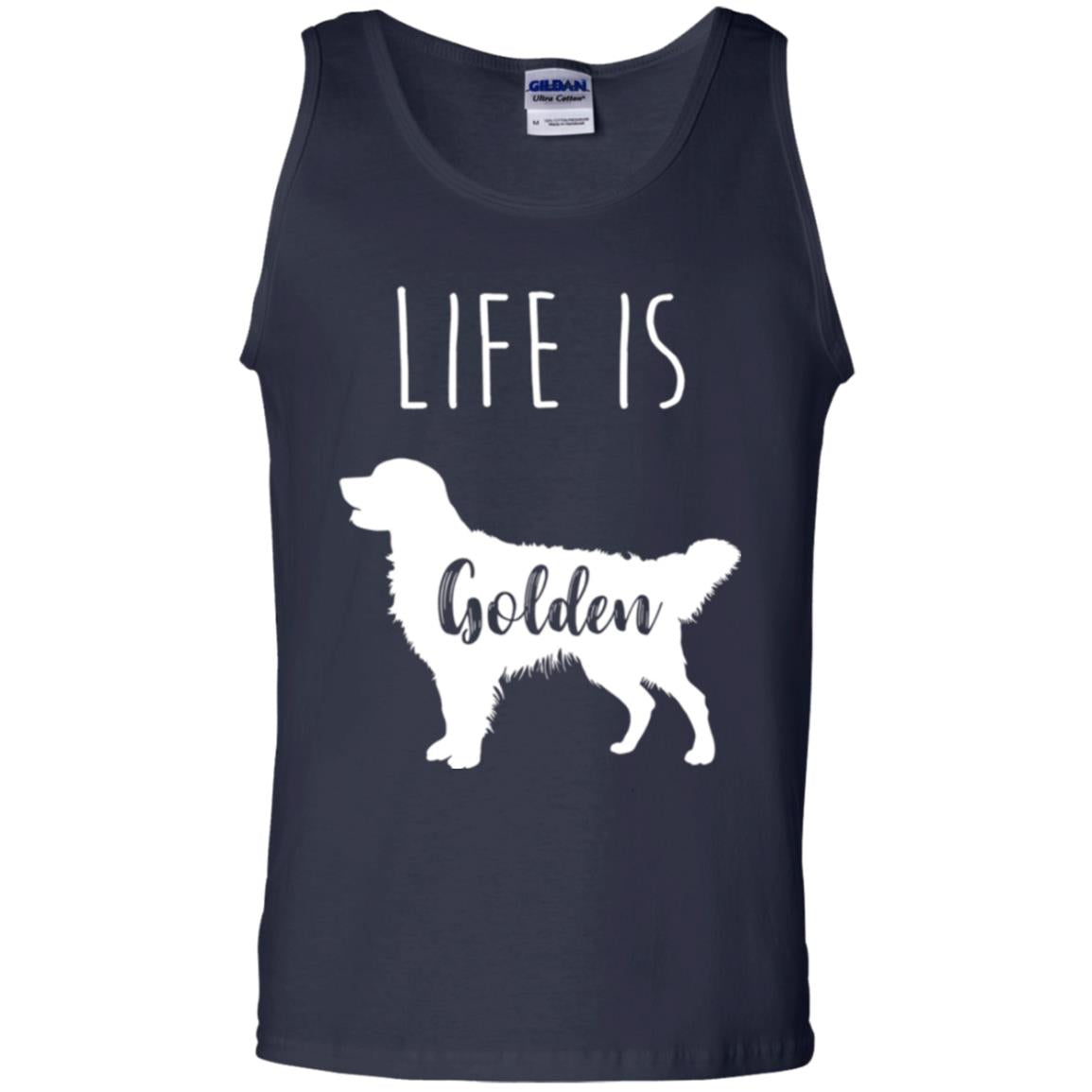 Golden Retriever Lovers T-shirt Life Is Golden Navy