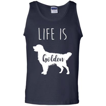 Golden Retriever Lovers T-shirt Life Is Golden Navy