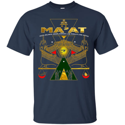 Sacred Kemetic Geometry Goddess Maat T-shirt Navy