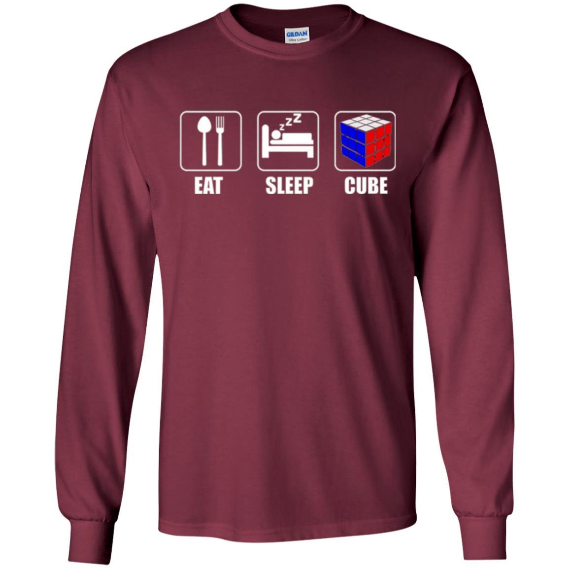 Rubik Lover T-shirt Eat Sleep Cube T-shirt Maroon