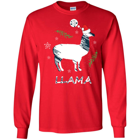 Christmas T-shirt Fa La La La Llama T-shirt Red