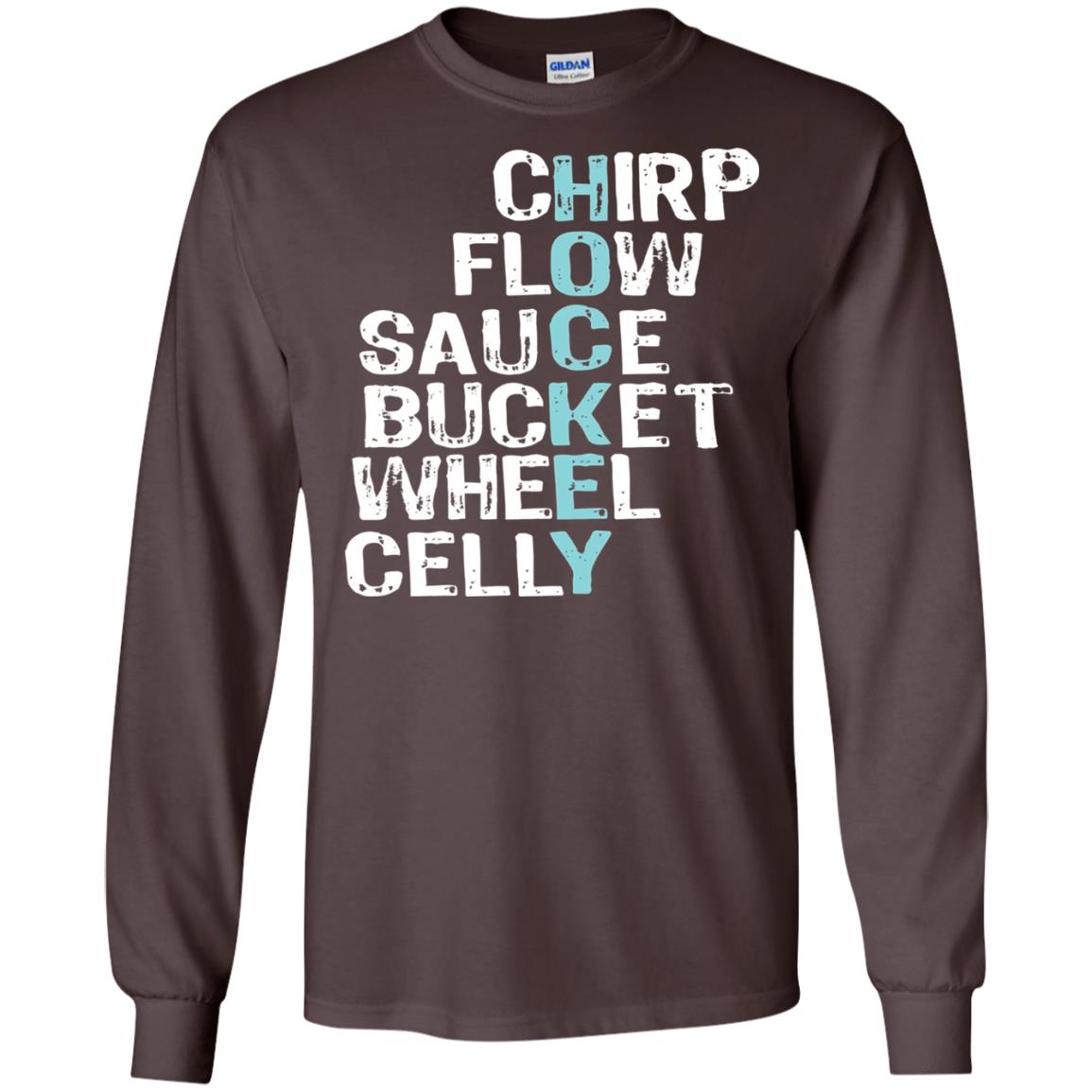 Eat Sleep Hockey Flow Celly Sauce Bucket Flow Wheel Shirt Dark Chocolate