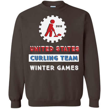 United States Curling Team Winter Games Curling Lover T-shirt Dark Chocolate