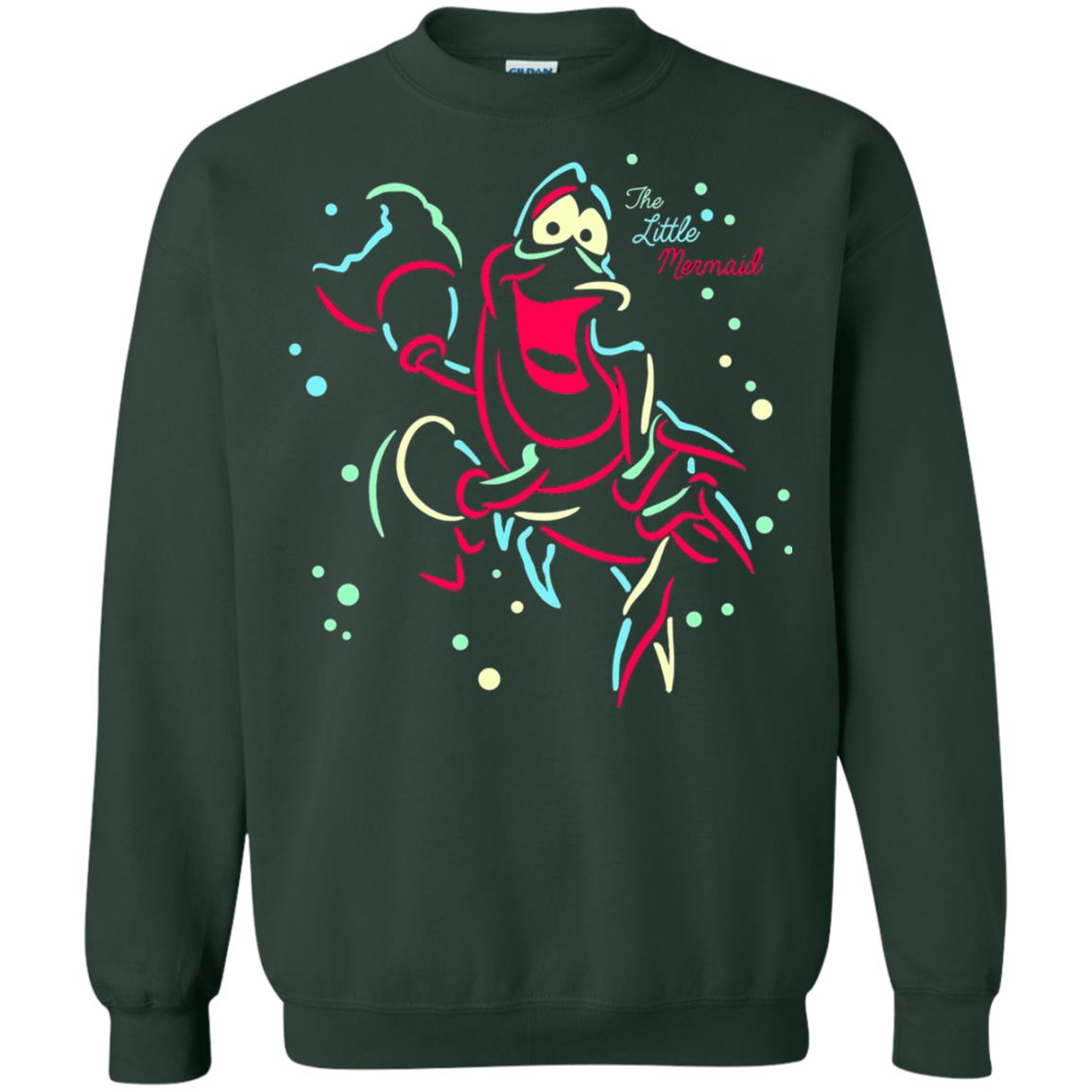 Disney Little Mermaid Neon Sebastian Graphic T-shirt Forest Green