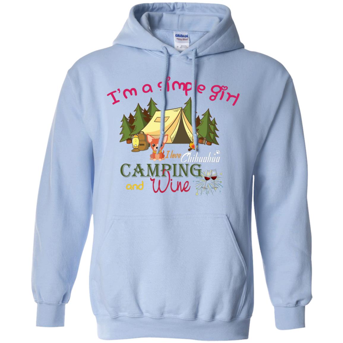 I’m A Simple Girl I Love Chihuahua Camping And Wine Shirt Light Blue