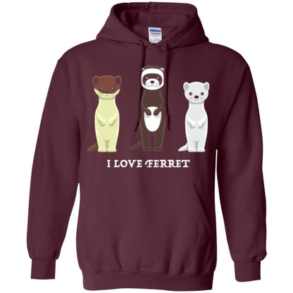 Ferret T-shirt I Love Ferret Maroon